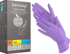  Перчатки нитриловые Benovy лиловые  (размер L)