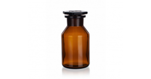 Склянка (емкость) лабораторная 30 мл из темного стекла с широкой горловиной и притертой пробкой фото 3931