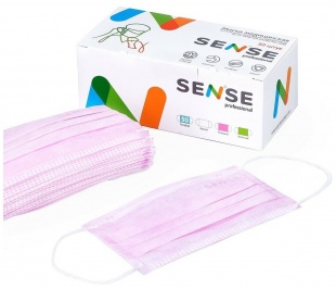 Маски 3х слойные Sense медицинские на резинках фото 1135