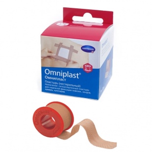 Пластырь фиксирующий Омнипласт 1,25см х 5 м (Omniplast) тканевый фото 1777